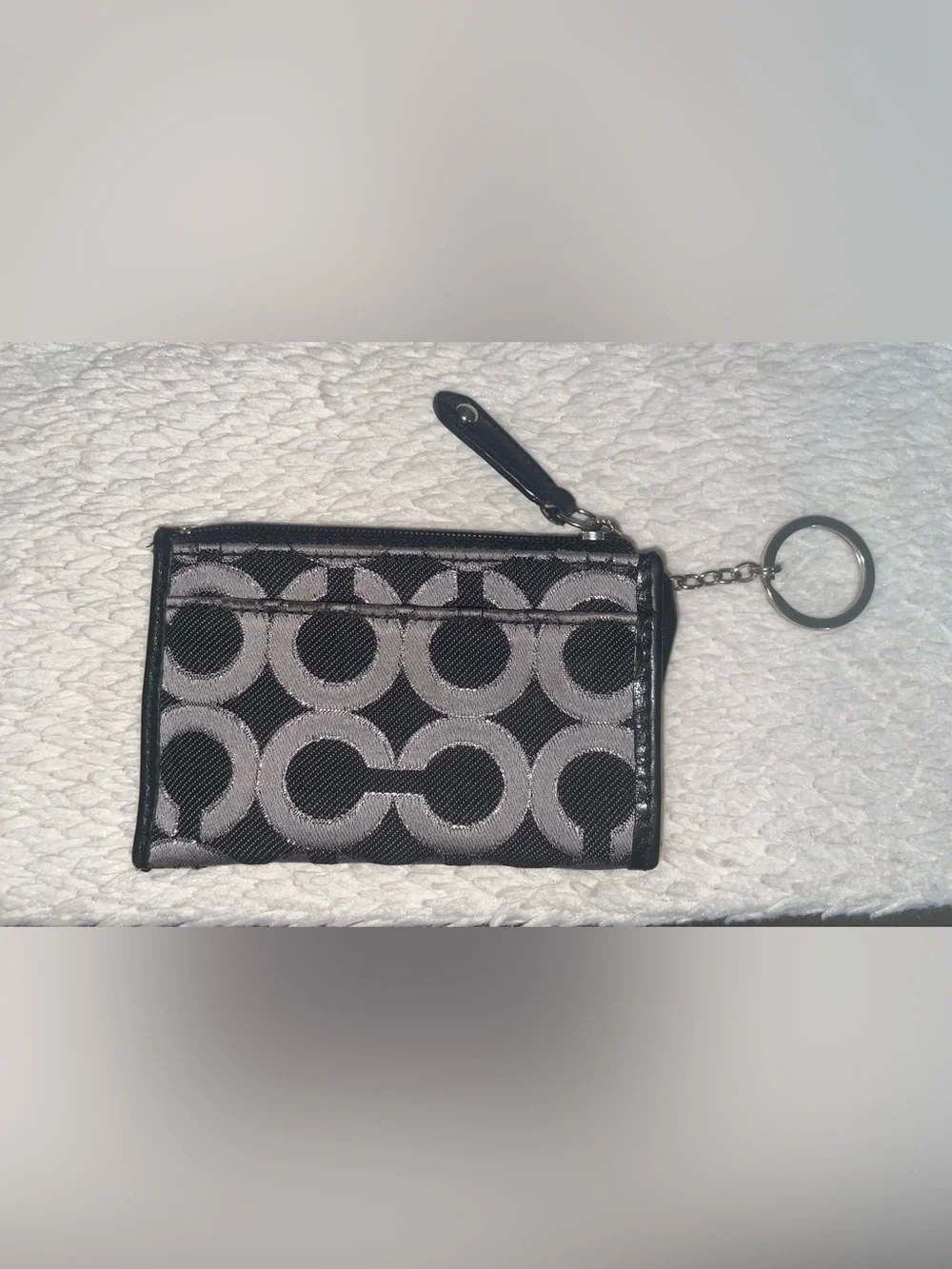 Coach Op-Art Logo Mini Skinny Zip Wallet Black/Gray